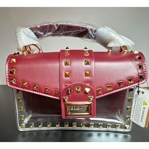 NWT | Hello 3AM Burgandy and Clear Gold Studded Purse/Crossbody